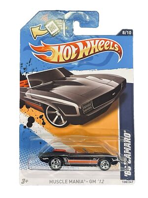 Hot Wheels 2012 Muscle Mania GM  12 1969 Camaro Black/Red Convertible Mattel NIP