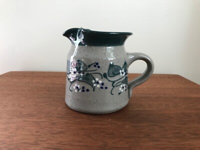 2006 Great Bay Pottery Green and Blue Maple Syrup Pitcher Made in NH