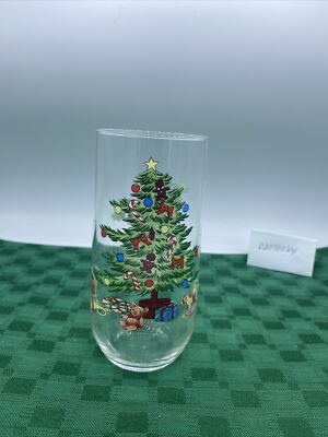 Single Luminarc Noel Christmas Tree Drinking Glass VINTAGE Holiday Tumbler