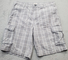 DOCKERS Cargo Shorts Men's 34 Multi Plaid Relaxed Fit Belt Loop Beach 10" Inseam