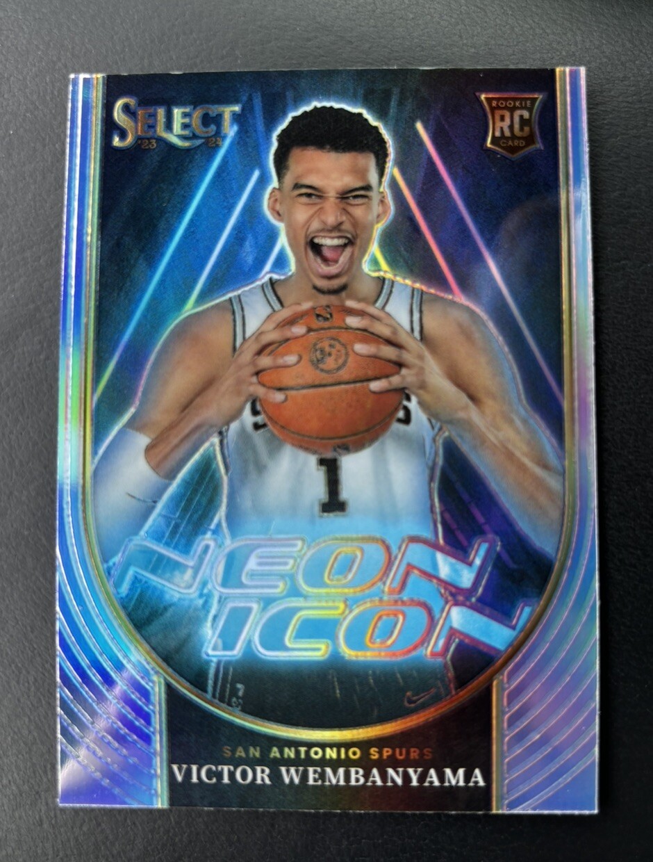 2023-24 Select RC #13 VICTOR WEMBANYAMA Neon Icon SILVER PRIZM SP Rookie Spurs