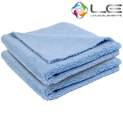 2x Liquid Elements Blue Breeze 2.0 Mikrofaser Trocken Polier Tuch 350gsm 40x40cm