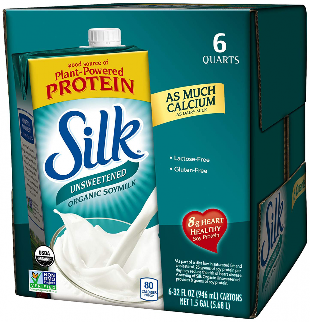 Silk Unsweetened Soy Milk Organic Soymilk 32Ounce Aseptic Cartons