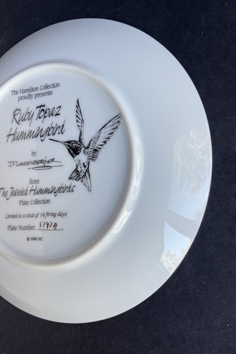1988 Hamilton Collector Plate “Ruby Topaz Hummingbird” The Jeweled Hummingbird - Picture 9 of 17
