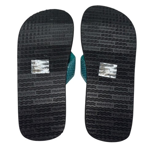 Yellow Box Flip Flops Teal Shiny Snakeskin Embossed Shimmer Wedge Sandal Faya - Picture 20 of 22