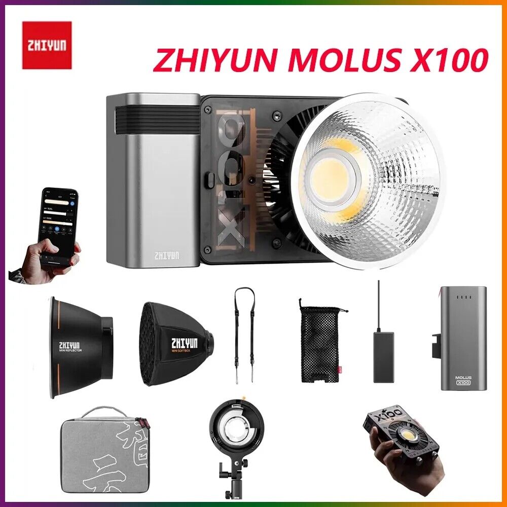 Zhiyun MOLUS X100 Combo Pro Led Video Light Pocket Lights 2700K-6500K Softbox Zhiyun MOLUS X100 Combo Pro Led Video Light Pocket Lights 2700K-6500K Softbox