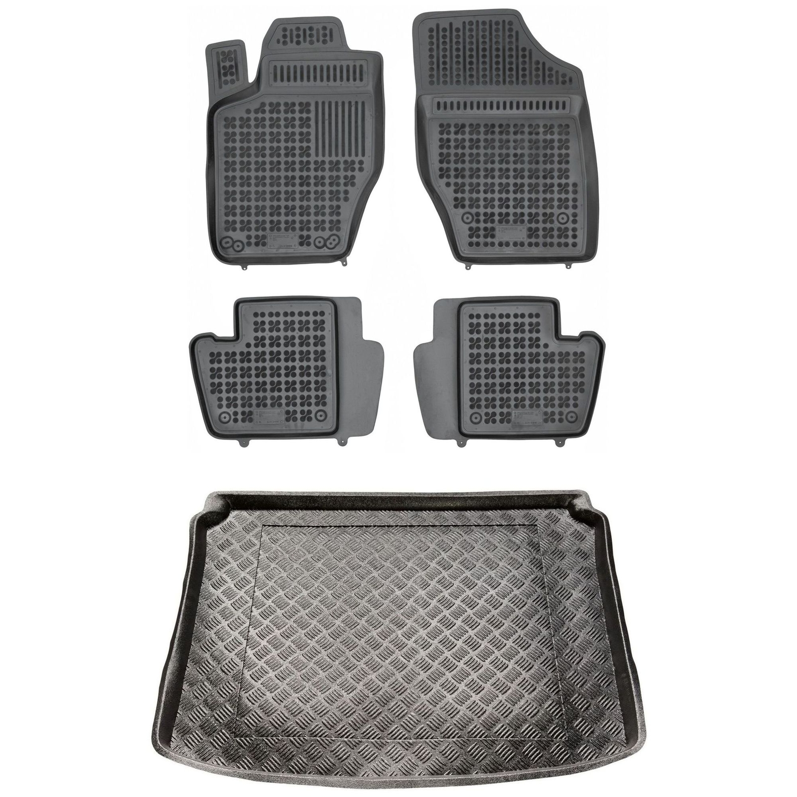 Tapis de sol et de coffre en PE pour Peugeot 308 I noir