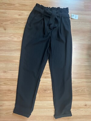 NWT Small Charlotte Russe Paperbag Pants Black Tie Waist