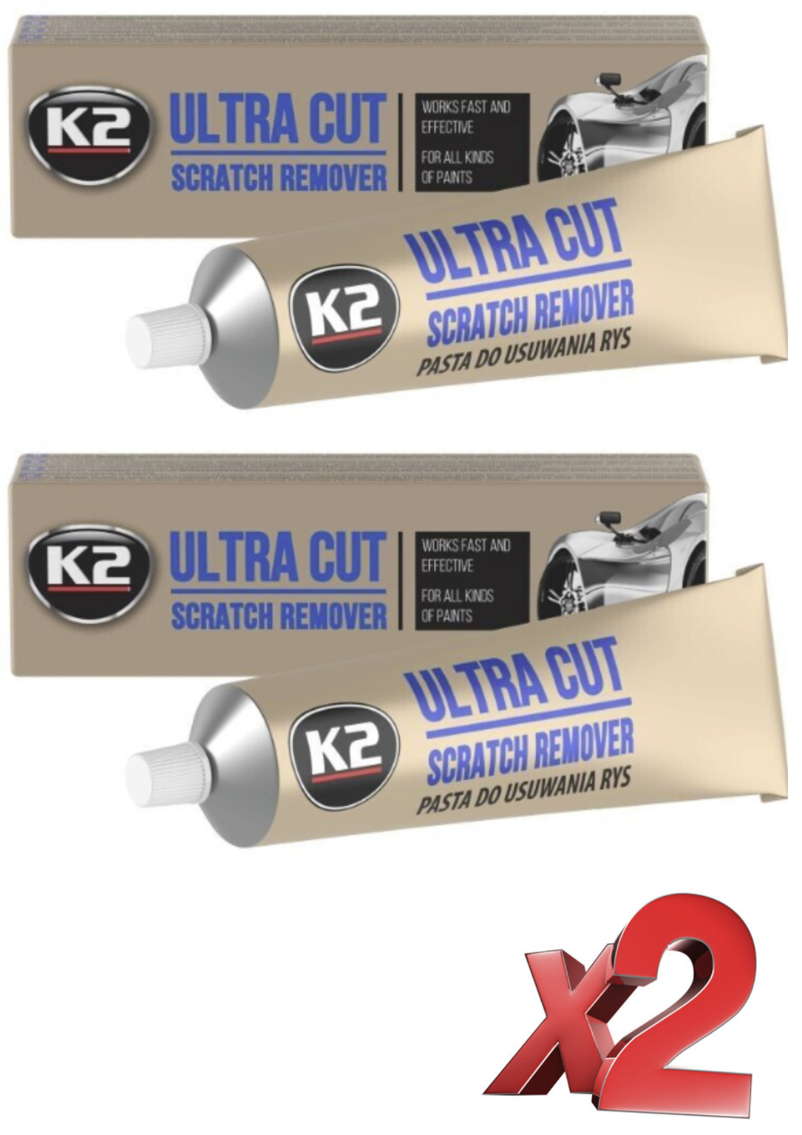 K2 ULTRA CUT Car Paint Scratch Remover Polish Paste - 100g (Pack of 2)