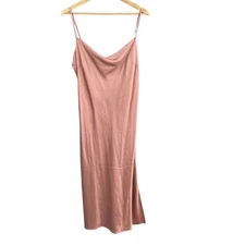 Express Slip Dress Pink Cowl Neck Sleeveless Midi Length Y2K Large
