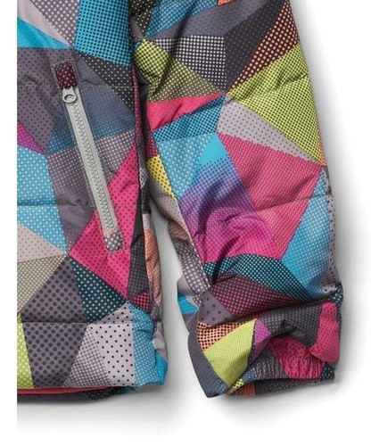 GAP Fit Kids Girls Size 8 Athletic Geometric Multi-Color Puffer Coat NEW - Picture 2 of 6