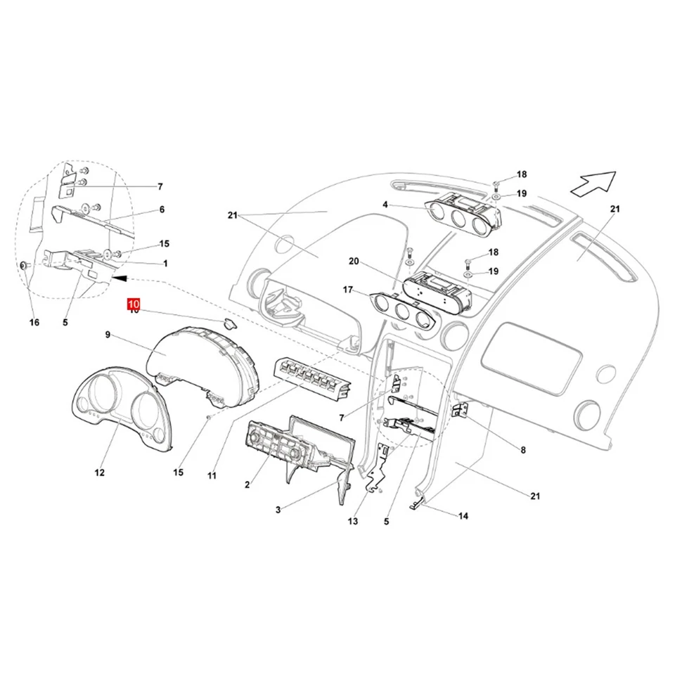 Front Center Dashboard "R" Reverse Button for 2010-2013 Lamborghini Gallardo Foto 3 de 4