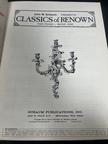 Klassiker von Renown für Klavier Buch One 1966 Taschenbuch John W. Schaum - Bild 2 von 5