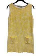 Lara Knit Pocket Dress Size Medium Light Sweater Knit Sleeveless Shift Yellow