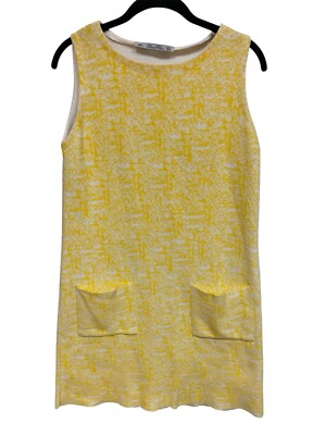 Lara Knit Pocket Dress Size Medium Light Sweater Knit Sleeveless Shift  Yellow | eBay