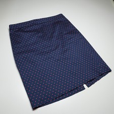 The Pencil Skirt J. Crew Womens 6 Navy Blue w/ Red Dots Cotton Stretch Essential