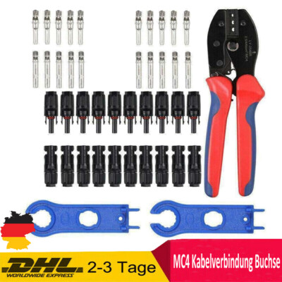 für MC4 Kabelverbindung Buchse Kupplung Crimpzange Solarstecker Stecker 2,5-6mm²