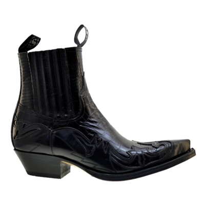 Men's Cowboy Boots Sendra 4660CR Black Print Crocodile Leather