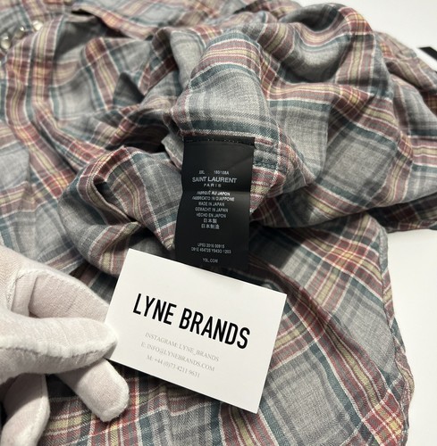 Saint Laurent Grey Rinse Check Flannel Western Shirt - Size XXL - RRP £525 - Picture 5 of 7