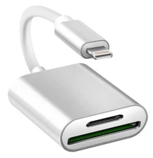 Aluminum 2 in 1 Lighting Card Reader, Rocketek TF & SD Card Dual Slot Camera Rea