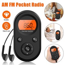 Portable Digital FM AM Radio Stereo Rechargeable w/Earphones for Walking Jogging