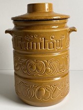 RUMTOPF RUM POT JAR & LID LARGE SIZE BROWN W GERMANY 825-32 FRUIT PRESERVATION