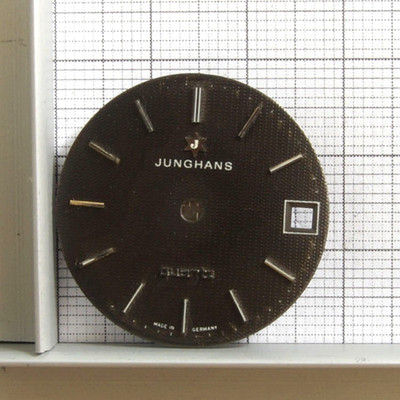 Zifferblatt Junghans Quarz, Ø 28 mm, rund, schwarz, Datum