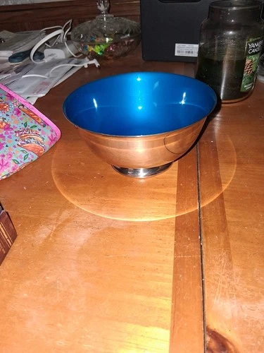 Sterling Silver Bowl With Beautiful Blue Interior