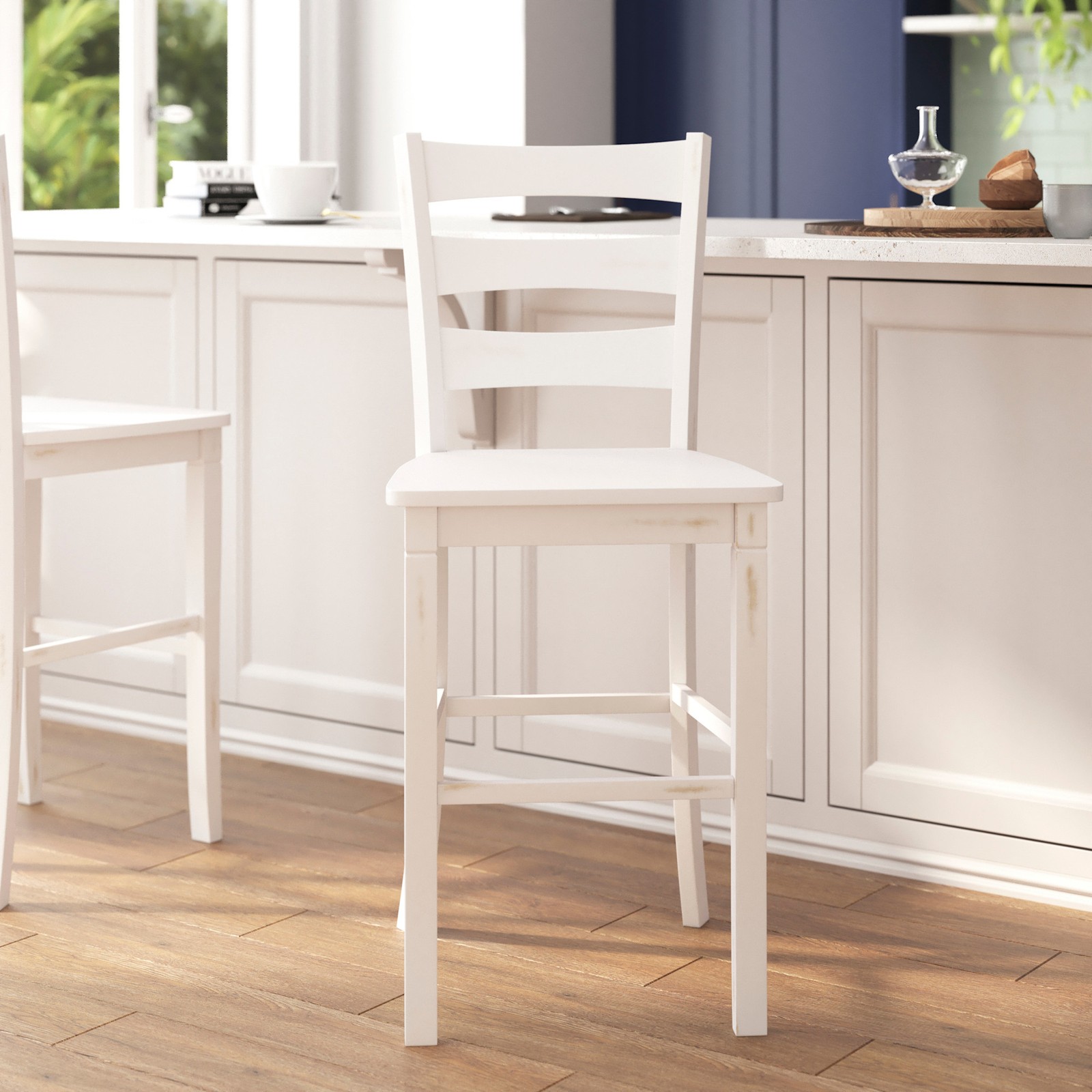 Flash Furniture FFIF95123 Kyson 19"W Two Piece Hardwood Bar Stool - White