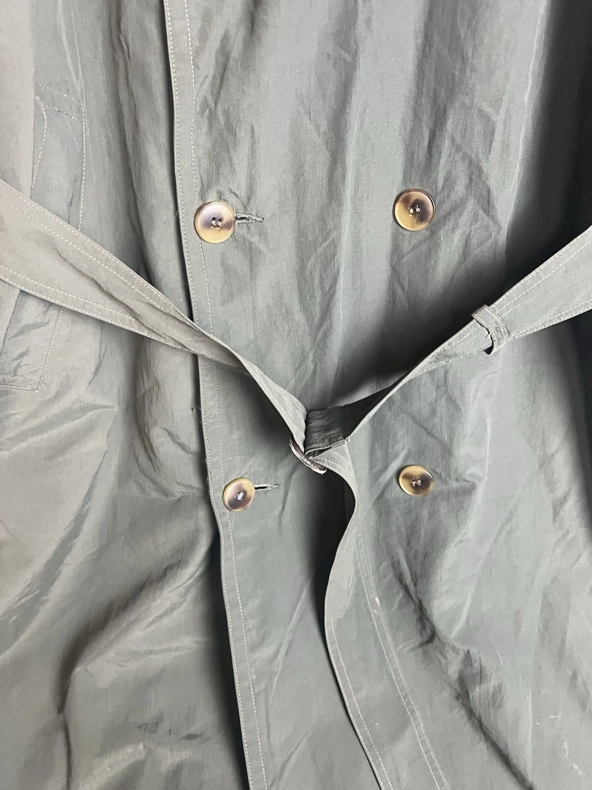 Stanley Blacker Vintage Green Trench Coat Size XXL Men's Black Wool Linen - product detail image 4