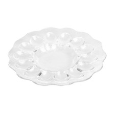 Glass Deviled Egg Plate 30cm Serving Tray Holder Dish for 12 Eggs Clear