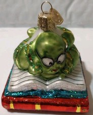Old World Christmas - Blown Glass Hanging Ornament, Bookworm,