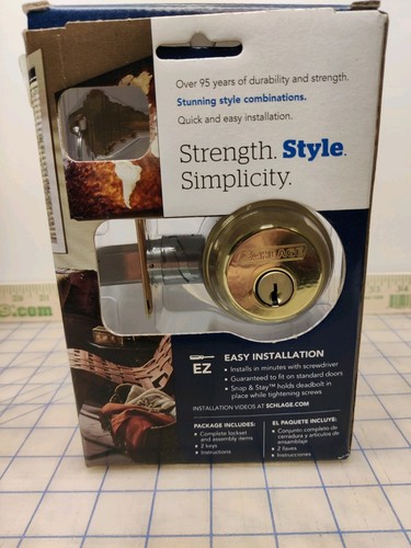 Schlage dead bolt lock bright brass finish lock key code A885822 - Picture 11 of 12