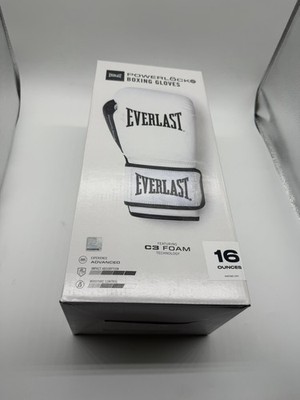 Everlast Powerlock Boxing Gloves Hook & Loop 16oz White C3 Foam MMA Kickboxing