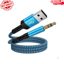 USB a to 3.5Mm Audio Aux Cable,Braided 3FT USB Male to AUX Male Jack Adapter TRS