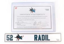 2018-19 Lukas Radil #52 Player Issued Sharks White Nameplate COA #AA0042383
