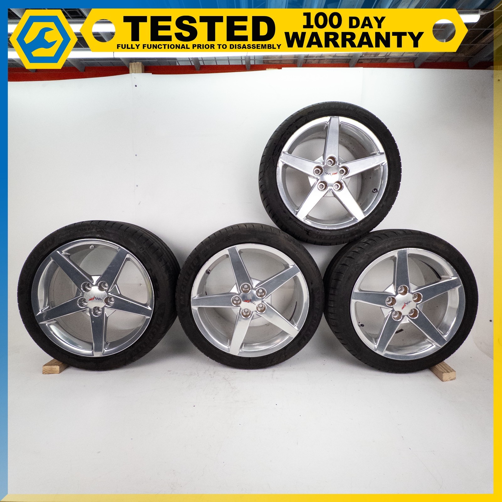 05-13 CHEVROLET CORVETTE C6 18x8.5/19x10 FRONT & REAR WHEEL RIM SET OEM