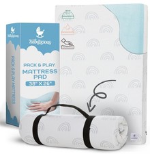 Waterproof Pack and Play Mattress Topper - 38" x 26"  Roll Up Style - Breath...