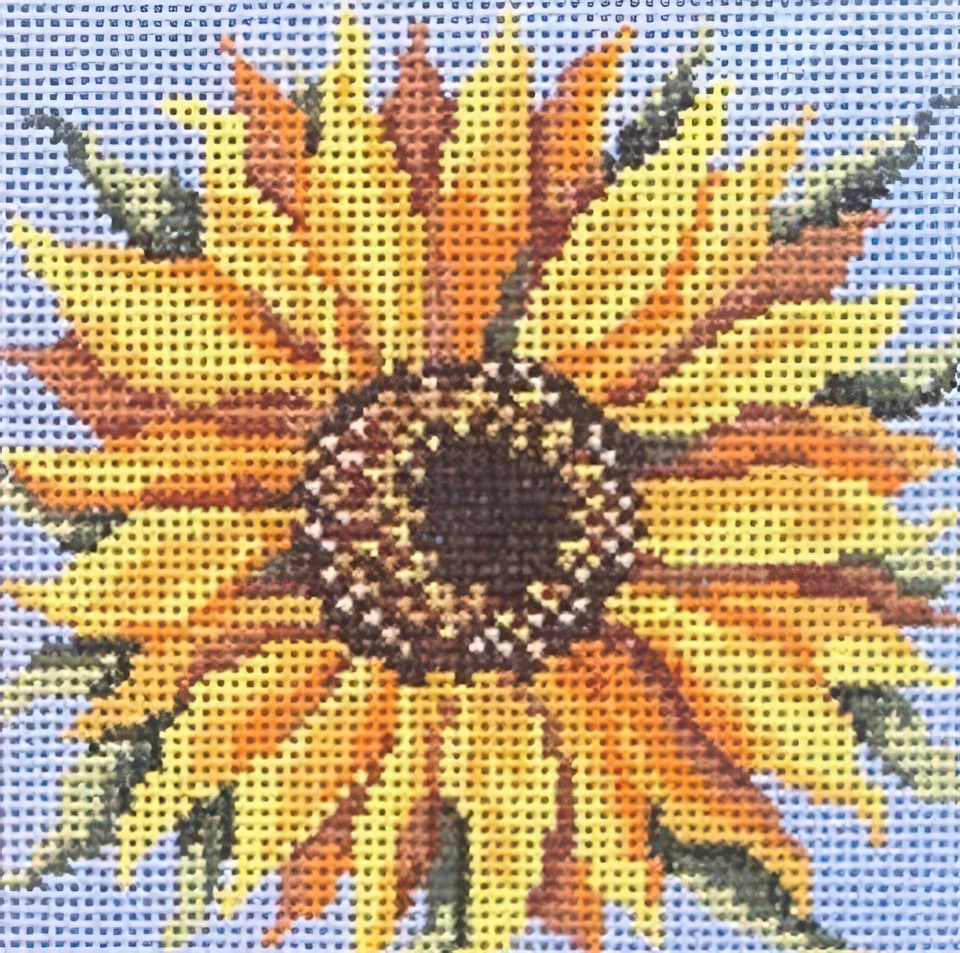 Needlepoint Handpainted Christmas Needle Crossings Sunny Flower 5" - Image 4 of 4