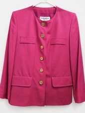 Vintage 1990s Yves Saint Laurent Pink Collarless Button Blazer