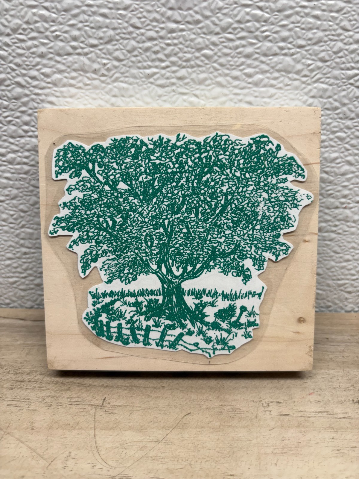 Oak Tree Wood Mounted Rubber Stamp Unbranded