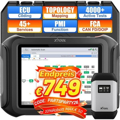 2026 XTOOL D9S KFZ Diagnosegerät Topologie-Mapping Schlüsselprogrammierer TPMS