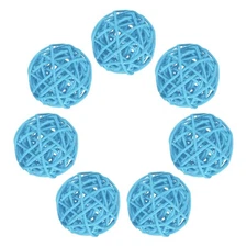7Pcs Wicker Rattan Balls, 2 in Dia Rattan Decorative Balls, Sky Blue