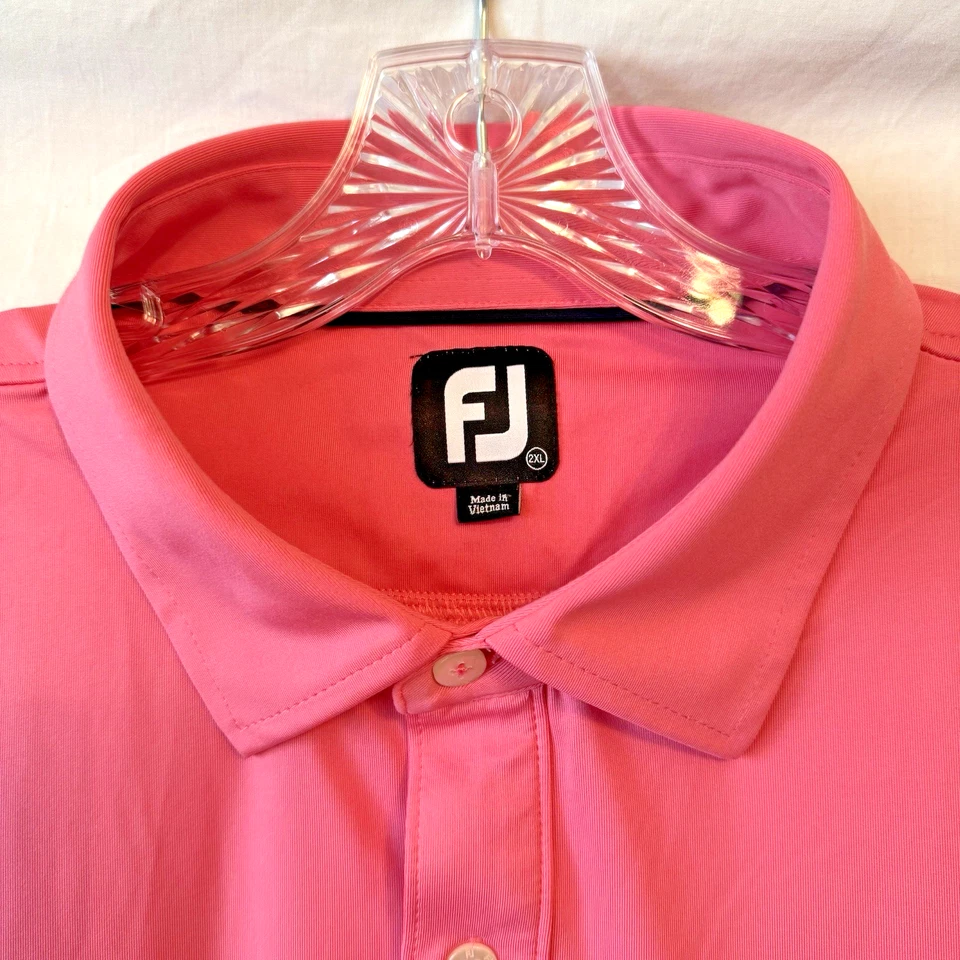 Camisa Polo FootJoy Para Hombres 2XL Golf Elastizada Rosa Salmón Rendimiento Foto 3 de 4