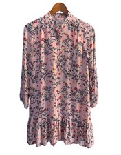 Loft Pink Floral Ruffle Hem Gardenia Flounce Dress, Size Small