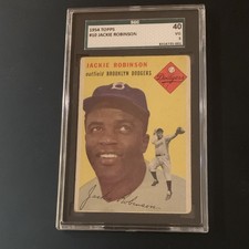 Topps 1954 Jackie Robinson #10 Brooklyn Dodgers SGC 40 White Back