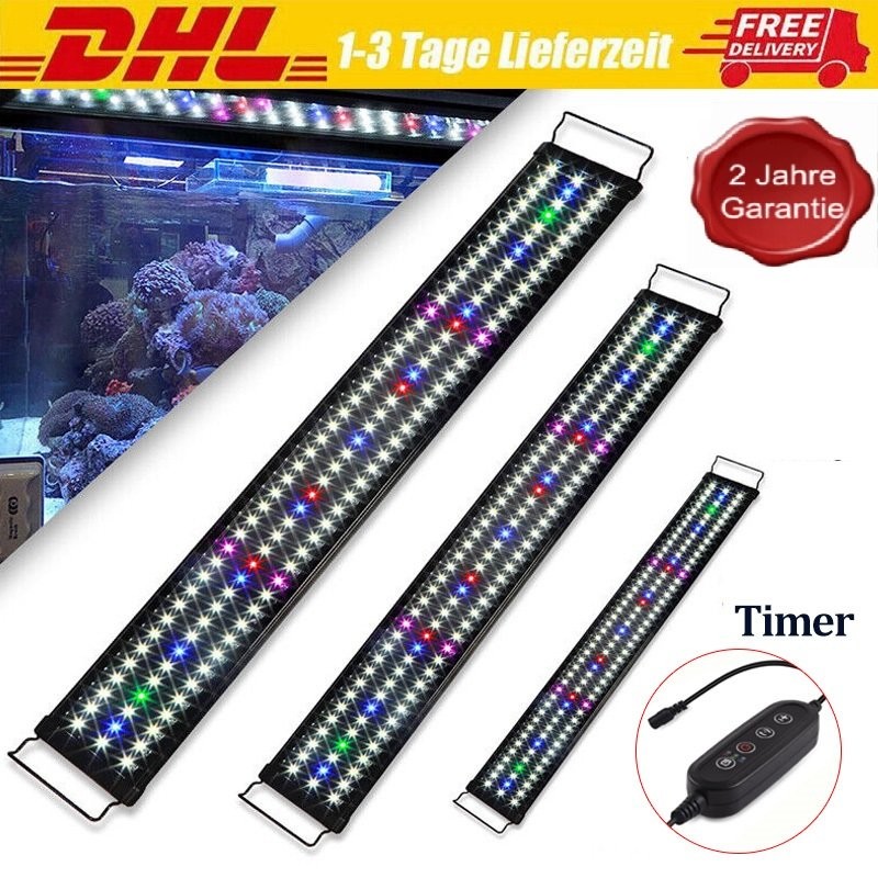 Acquario LED RGB 30-115 cm con timer lampada pesci d'acqua dolce spettro completo luce DHL