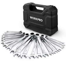 WORKPRO 22-Piece Ratcheting Combination Wrench Set Metric 6-18mm & SAE 1/4-3/4"