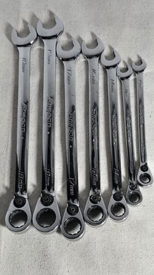 Set Snap-on Tools Usa 19-18-17-16-14-11-10mm Metric Reversible Ratcheting...
