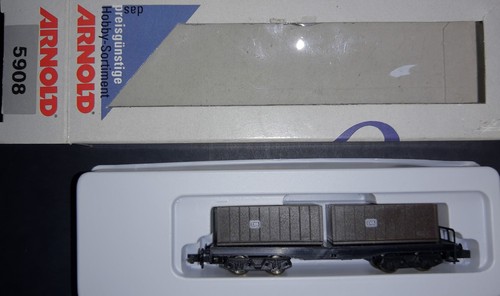 Arnold 5908   Containertragwagen der DB mit 2 Stk. 20" Container in OVP; N | Zustand: Neu